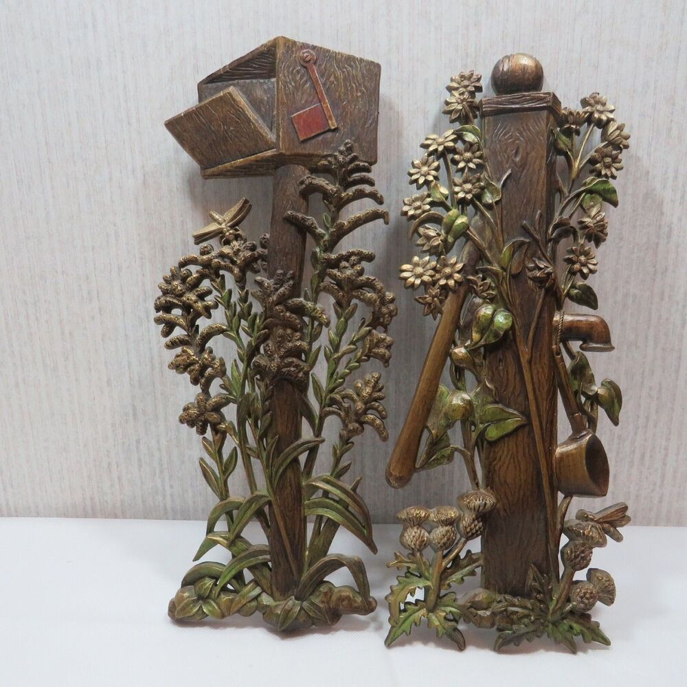 Burwood Products 1972 Wall Hanging Mailbox & Flower Ivy Dressed Water Pump MCM